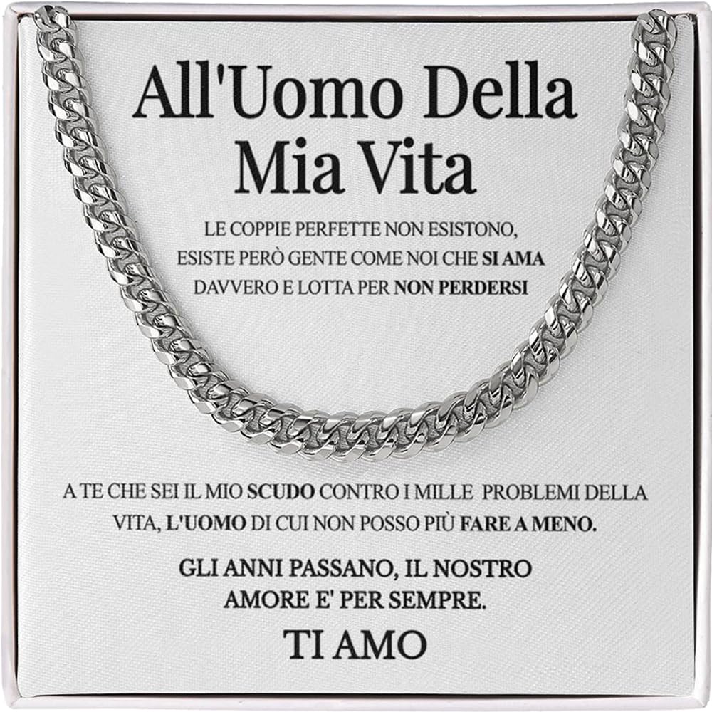 Luna Jewel Collana Uomo Regalo, Colore Oro o Argento, con Dedica, Idea Regalo San Valentino per Lui, Regali Uomo, Idee Compleanno, Marito, Fidanzato, Amico, Gioielli, in Acciaio