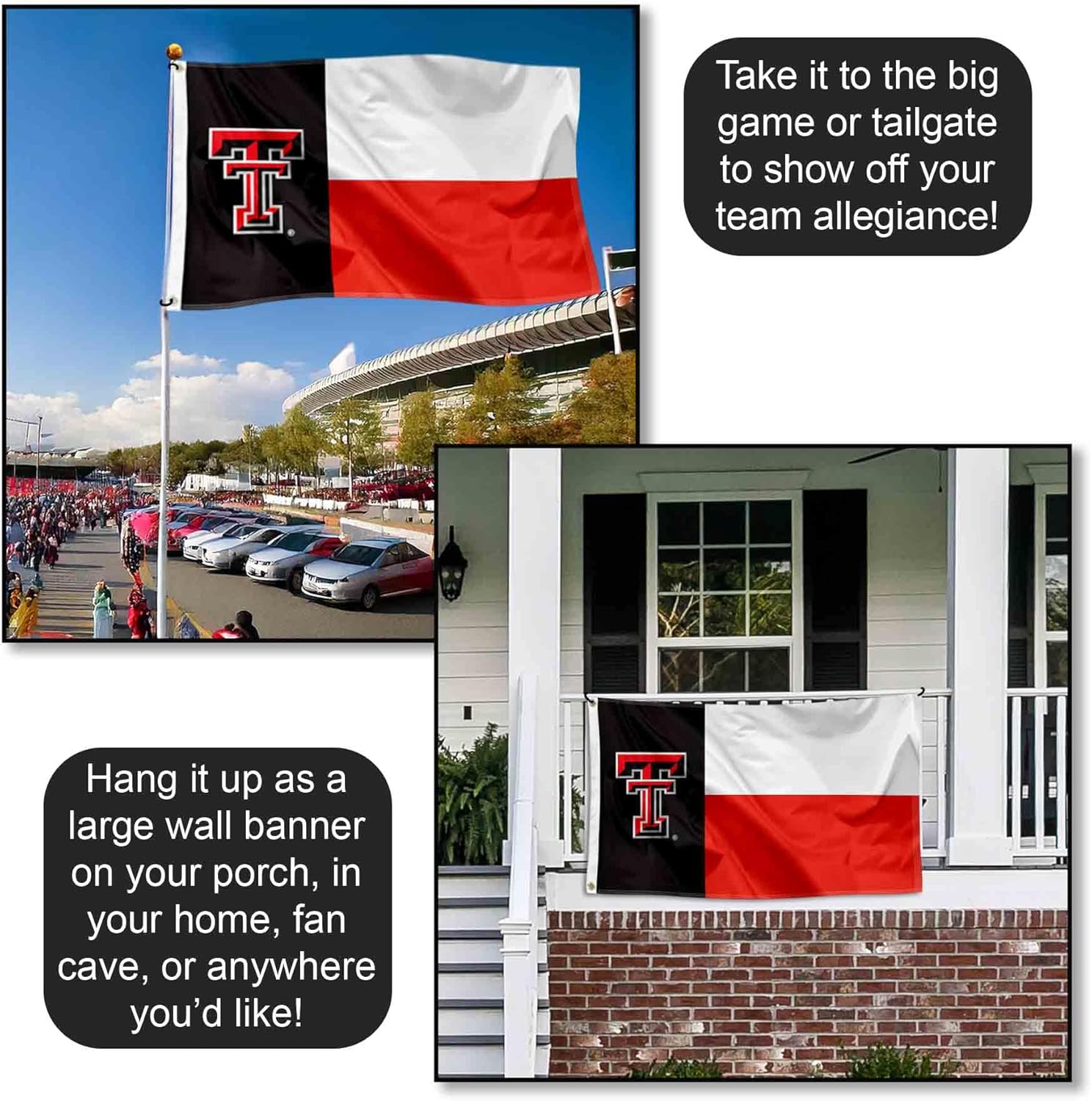 College Flags & Banners Co. Texas Tech Red Raiders Texas State Flag - Image 4