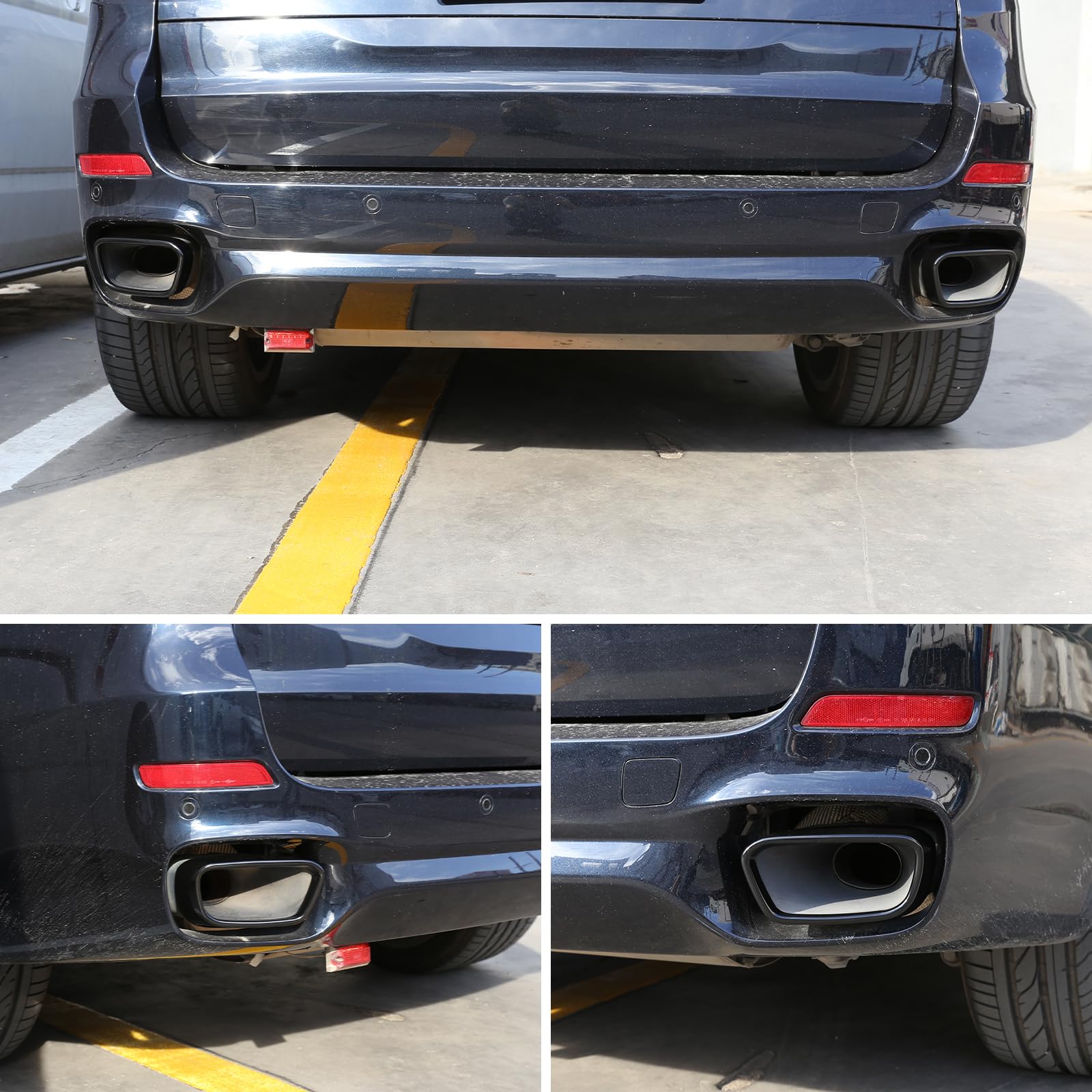 Auto Auspuffblende Geeigne für BMW X5 F15 2014-2018,2er Set Edelstahl Endrohre Dekorative Abdeckung für BMW X5 Außen Trim Zubehör (Hellschwarz)