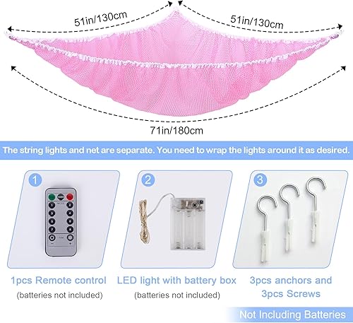 Vista 67 de Basumee Red de animales de peluche o hamaca con luz LED, hamaca de red de juguetes para almacenamiento de animales de peluche, hamacas para Azul