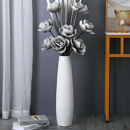 Miniatura 5 de White - Florero de cerámica de 28 pulgadas de alto, jarrones decorativos grandes para decoración moderna del hogar, sala de estar, jarrón grande de