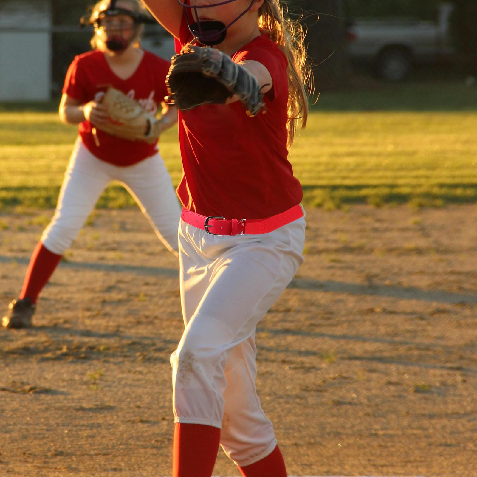 Veemoon Ceinture de Baseball Extensible Rouge pour Garçon, Alliage Ajustable, Accessoire Sport Baseball et Softball