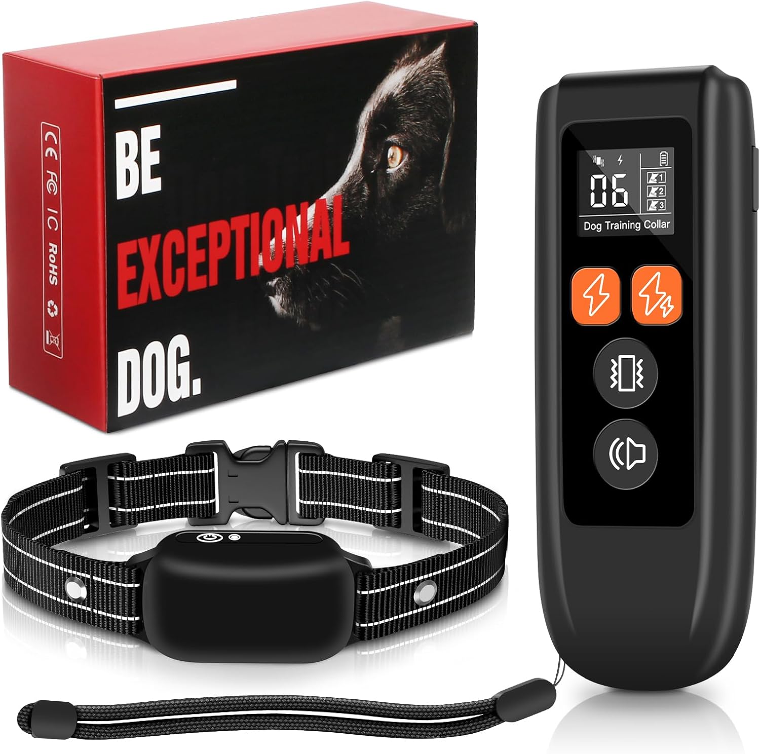 Dog Training Collar with Remote - Shock Collar for Dogs with 3300FT Range, Trains 3 Dogs, 180-Day Battery, IPX7 Waterproof, Beep/Vibration/Static Shock for Small Medium Large Dogs (Black)