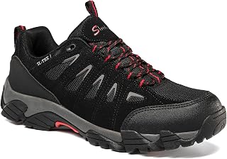 SHULOOK Men's Waterproof Suede Hiking Shoes - Lightweight Anti-Slip Ankle Boots, Breathable Trekking Trail Shoes