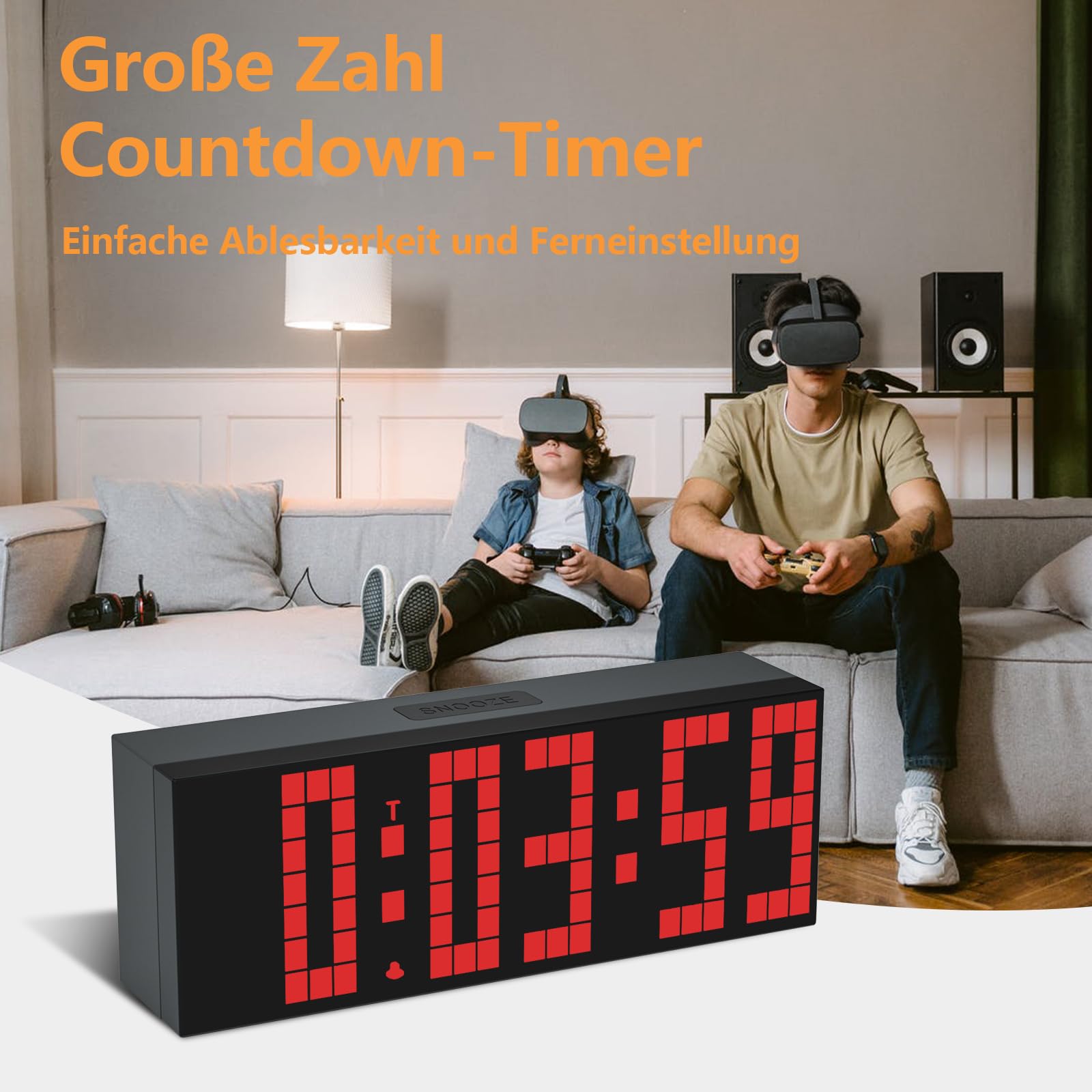 CHKOSDA Digitaler Wecker, Led-Uhr mit 2" Digital, 7 Farboptionen, einstellbare Helligkeit, Countdown-Uhr mit Fernbedienung, Kalender und Temperaturanzeige Tischuhr für Schlafzimmer