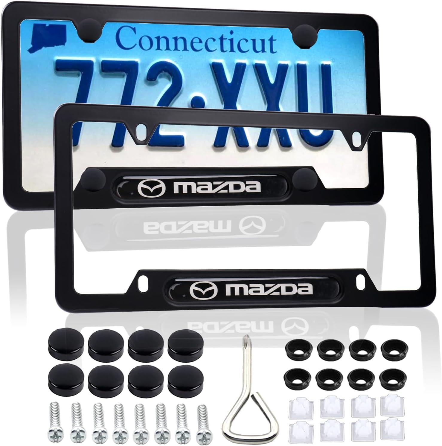 Matte Black Mazda License Plate Frame, Aluminum Alloy