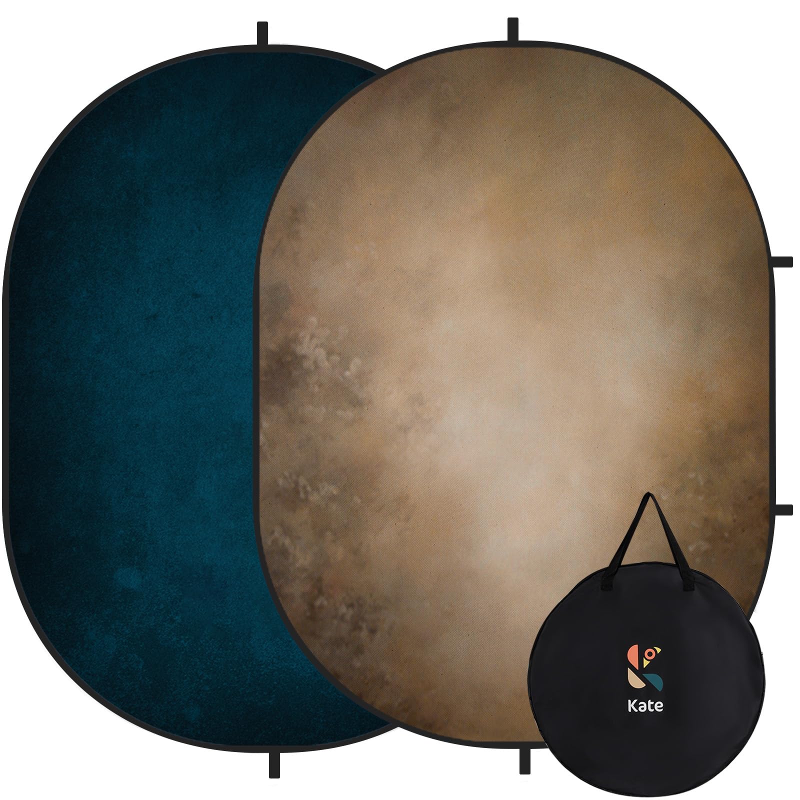 Kate Collapsible Backdrop Brown Blue Pop Up Background Portable for Headshot and Portrait Photography, Video, 5x6.5ft