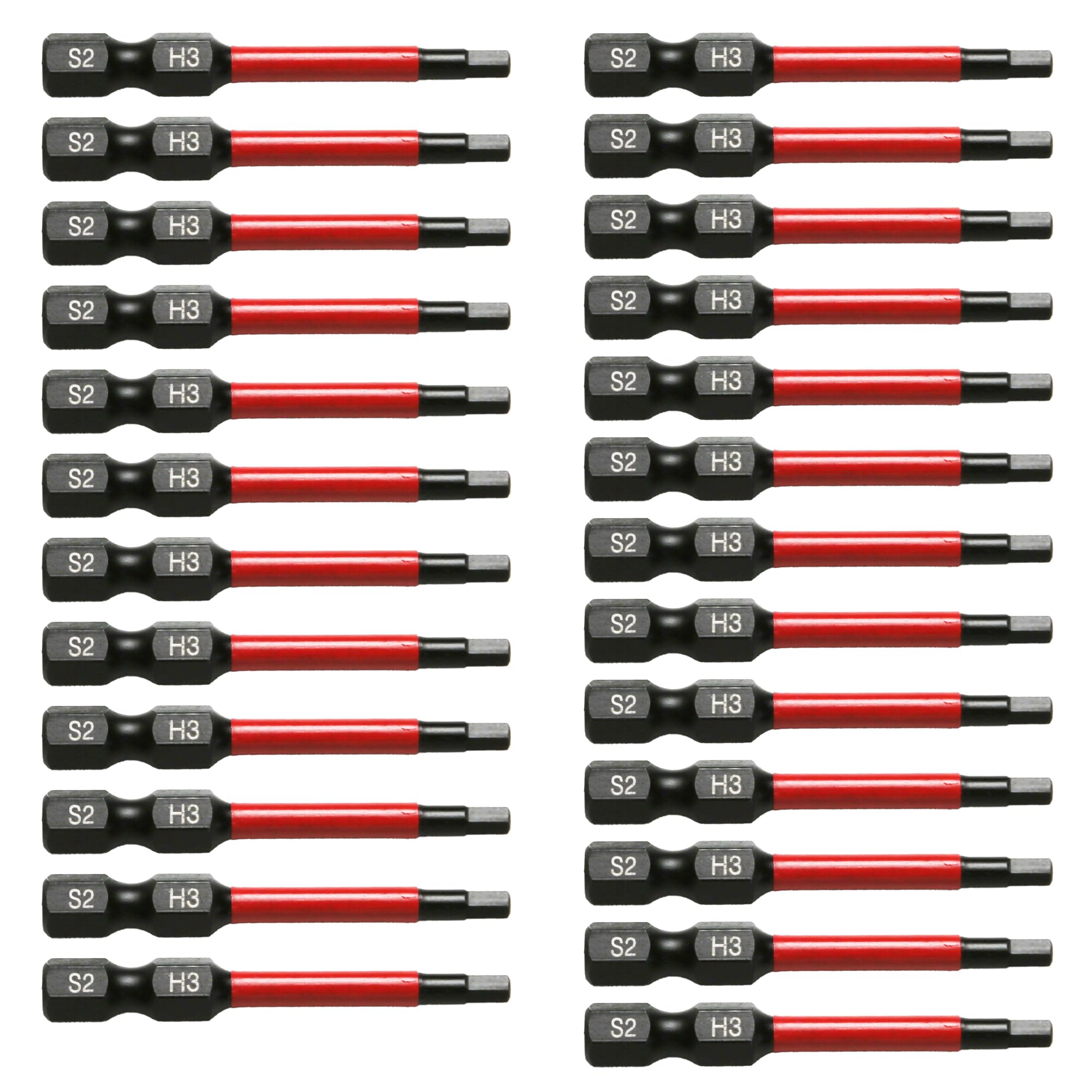 Brocas de impacto H3 mm TMAX con vástago hexagonal de 1/4" en acero S2 mecanizado CNC, 25 uds