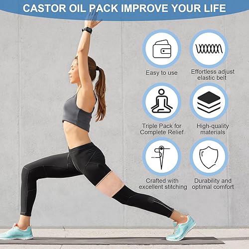 Miniatura 7 de 2 piezas de aceite de ricino de aceite de ricino reutilizable orgánico aceite de ricino para pies, paño de franela de aceite de ricino con tiras de