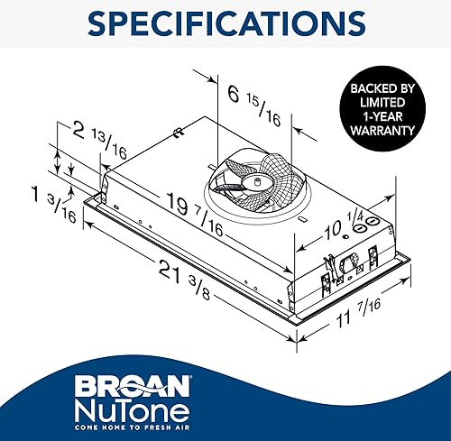 Miniatura 3 de Broan-NuTone PM300SS - Campana extractora personalizada con ventilador de escape de 2 velocidades y luz, ventilador máximo de 300 CFM y LB30SS