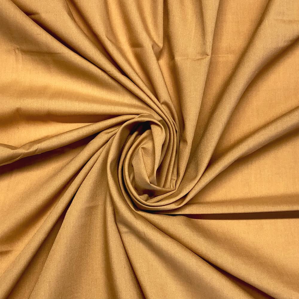 Plain Polycotton Fabric 60+ Colours Poly Cotton Dress Craft Sold Per Meter (Gold 36)