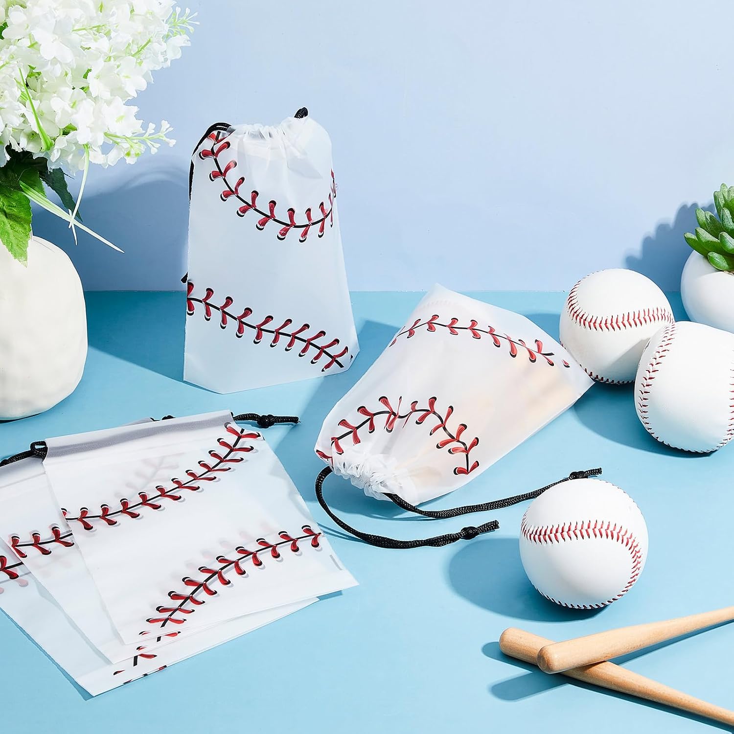 Flutesan 10 Pack Baseball Party Favor Bags 6 x 8 Inch image 4