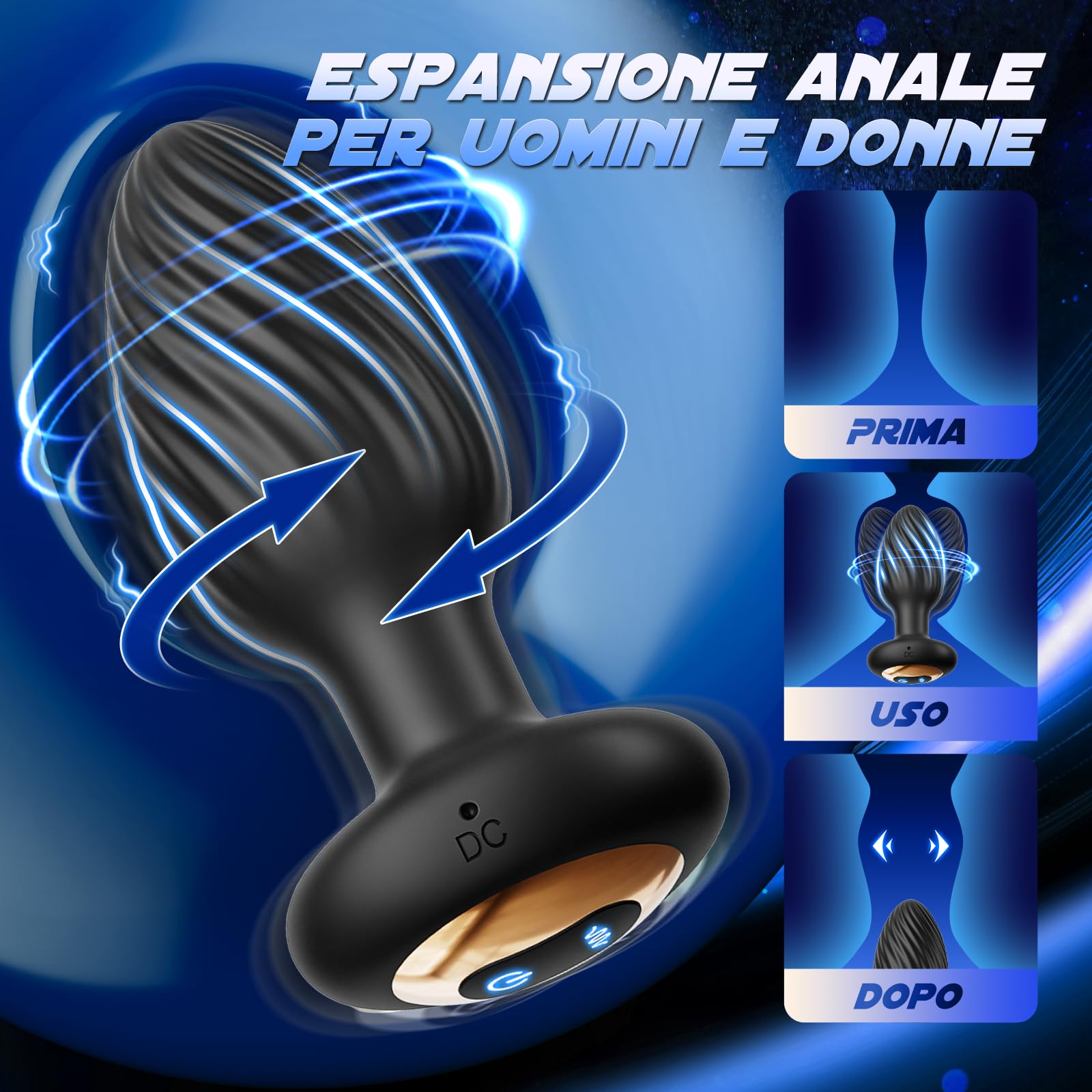Vibratoreper Plug Anale-dilatatore Uomo, Dildo Anale Sexytoysys Uomo Donna Coppia con 7 Rotazione 7 Vibrazione, Vibratore Anale Butt Anal Plug Analesex Toy, Palline Anali Sex Toys Sessuali per Uomini