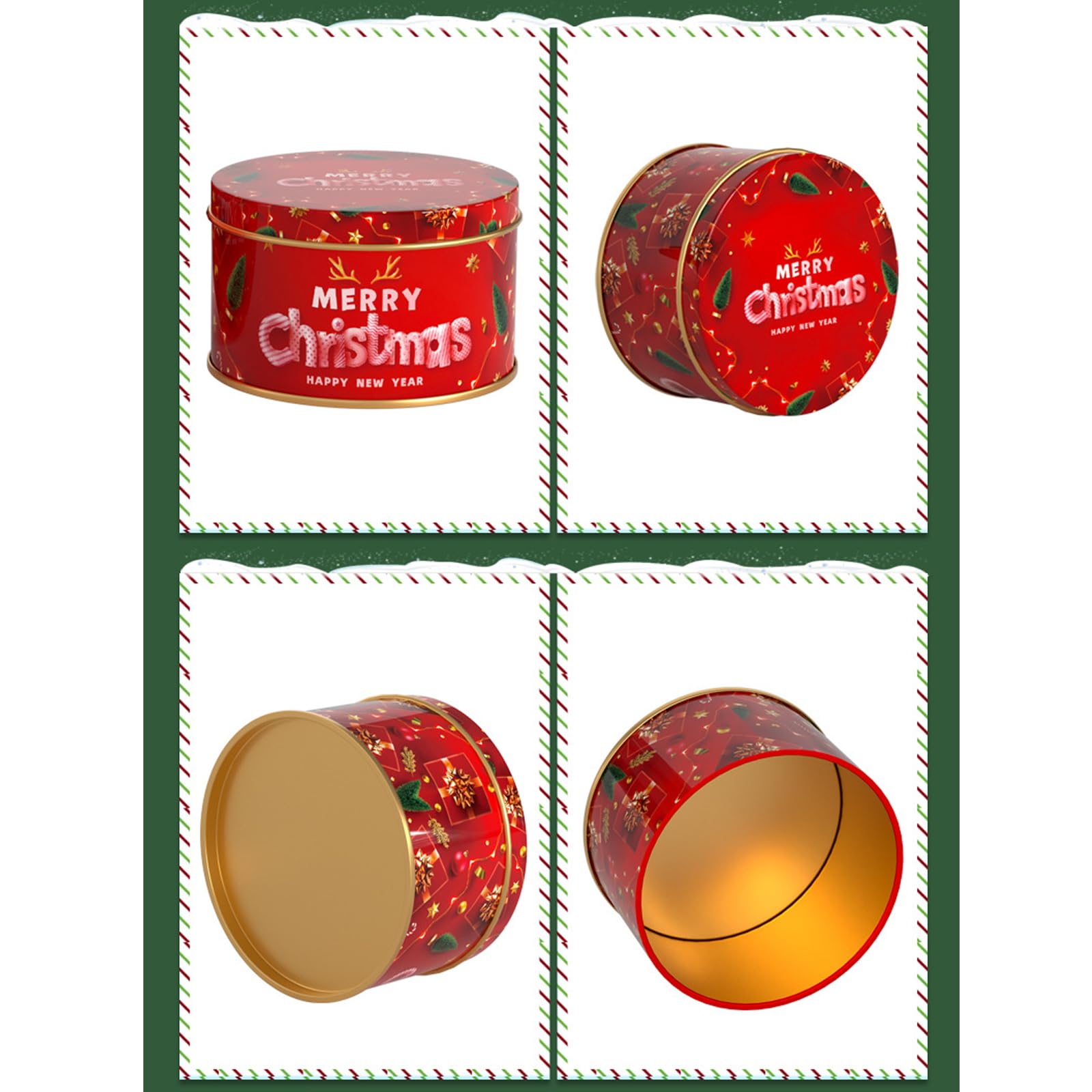 6 Boîtes En Métal De Noël Avec Couvercle - Motifs Festifs, 7,5x7,5x4,5 Cm, Pour Biscuits, Bonbons, Cadeaux