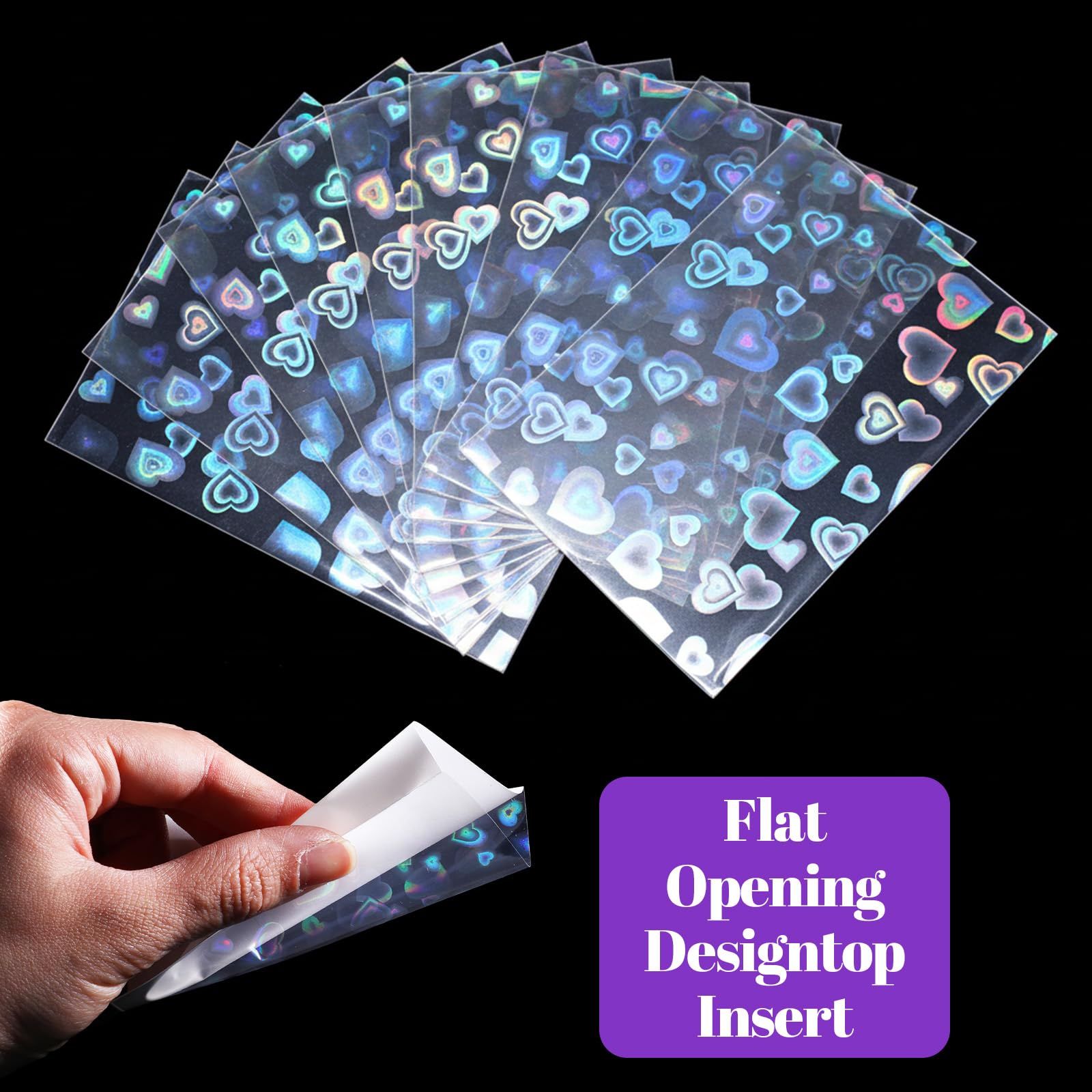Amazon.com: 150 Pcs Photocard Sleeves, Heart-Shape Holographic Card  Sleeves, 61x91mm Double-Layer Protective Covers, Transparent Plastic Sleeve  for Trading Cards, Magazine Photocards : Toys & Games