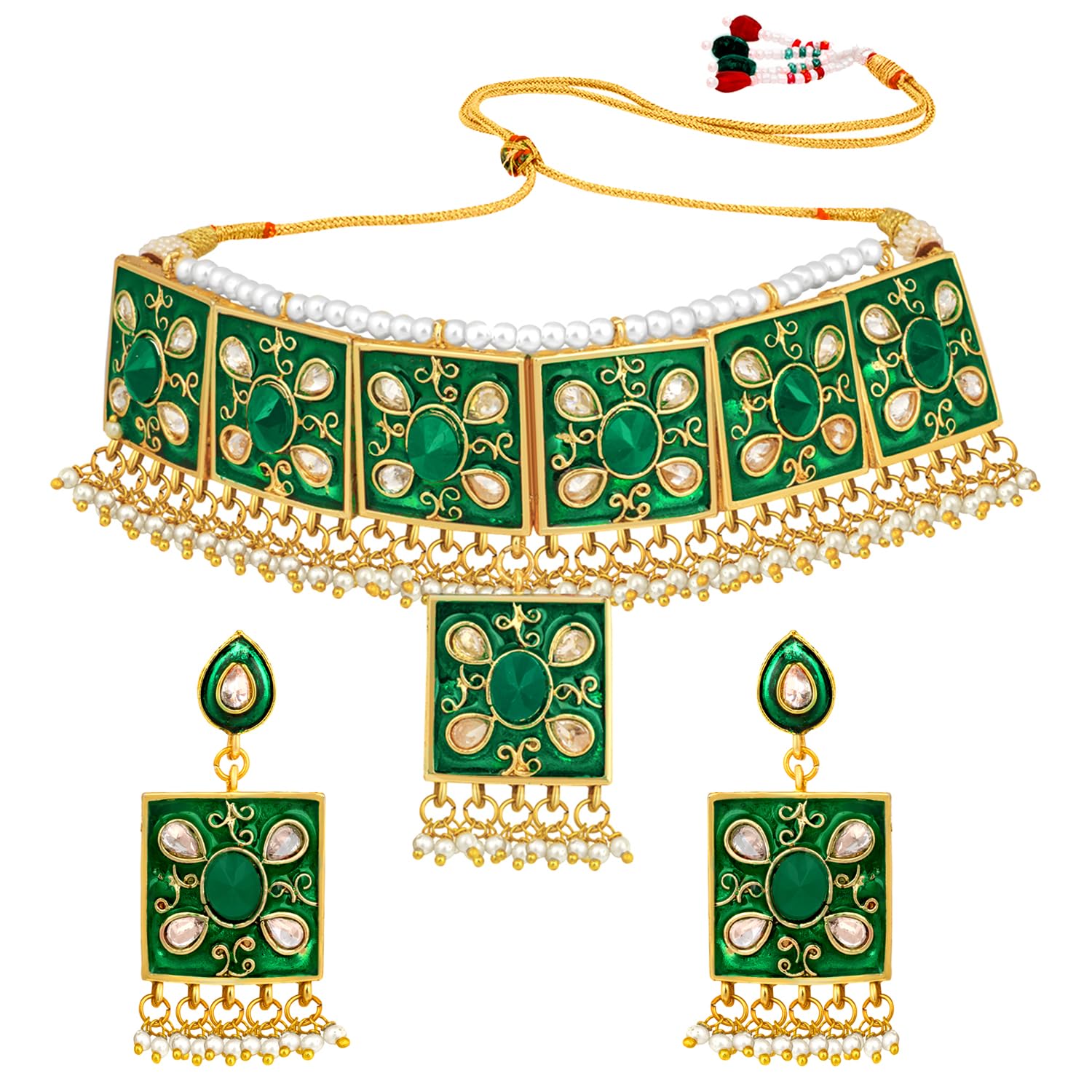 Peora 18K Gold Plated Original Hand Work Meenakari Padmavati Choker Necklace Earring Indian Traditional Jewellery Set for Women (B07PRLMG41) Amazon Price History, Amazon Price Tracker