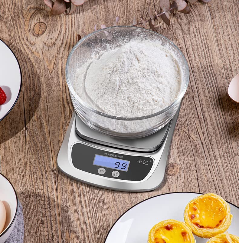 Échelle de la cuisine, balance alimentaire numérique à haute précision à une capacité de 1g et 5 kg, numérique multifonction de mesure de la boulangerie commerciale balance fanatique
