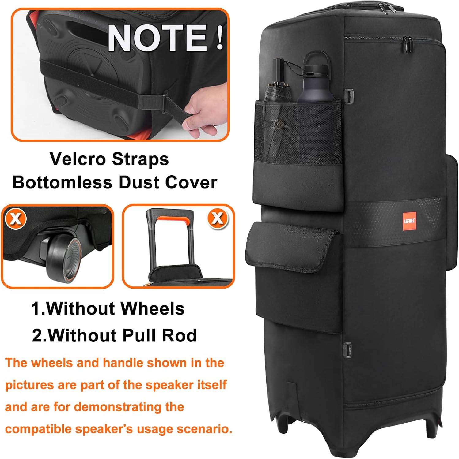 Speaker Case Compatible with JBL PartyBox 1000,Bottomless Speaker Dust Cover Storage Bag Fits for JBL PartyBox 1000 for Outdoor Travel,Portable Cover Only(Without Wheels and Pull Rod) - Image 3