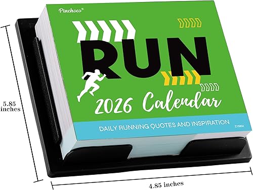 Vista 3 de Pinchoco 2026 Daily Desk Calendar - Desk Calendar 2026, Running Gear, 5.85'' x 4.85'', Daily Running Quotes and Inspiration for Runners - Black