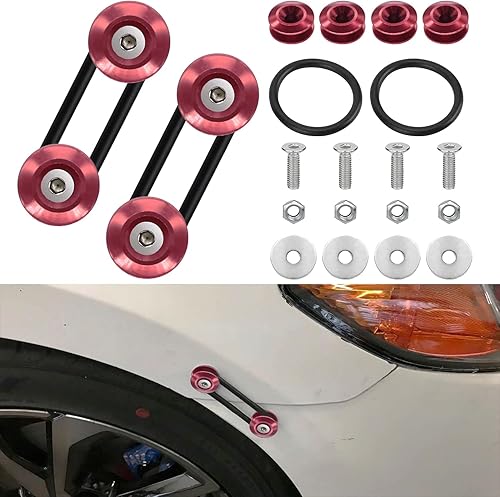 Kit de fijación de liberación rápida para parachoques trasero, delantero y maletero (rojo) Negro -,Con color,Verde,Rosado,Púrpura,Rojo