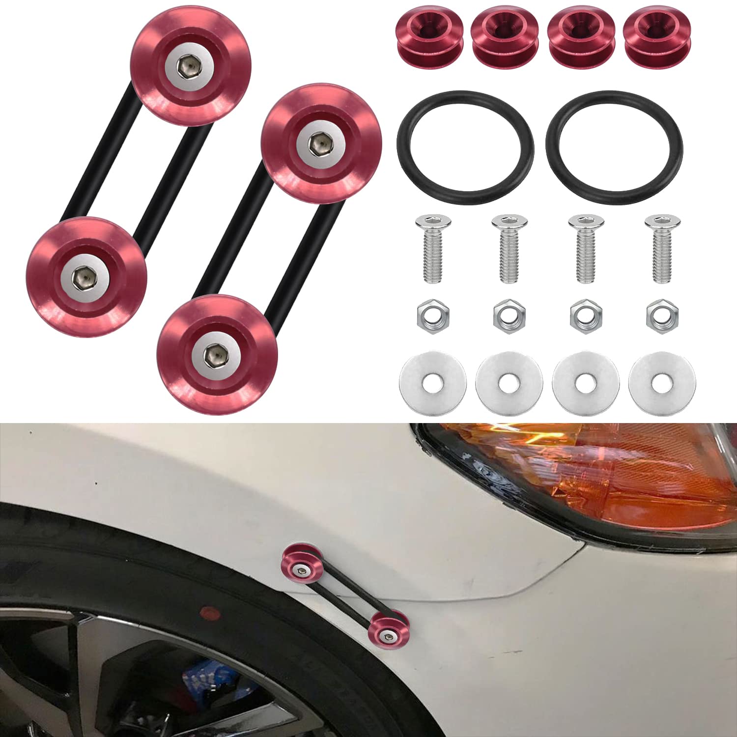 Quick Release Fasteners Xotic Tech JDM - Aluminum Bumper & Trunk Fastener Kit In Black Bumper Removal Kit - Foto 3