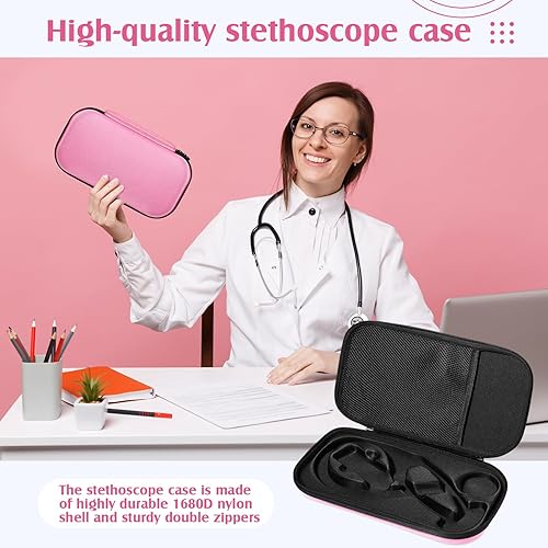 Miniatura 5 de 1 estuche para estetoscopio digital, 13.19 x 7.48 x 1.77 pulgadas, funda de transporte grande compatible con estetoscopio digital o cardiológico