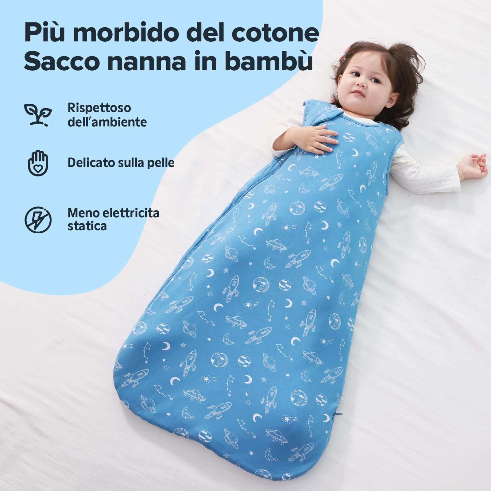 ToyaTec Sacco Nanna Bebé 2.5 Tog Super Morbido in Viscosa di Bambù, Sacco Nanna in Fibra di Bambù per Neonati, Coperta da Letto Autunno-Inverno