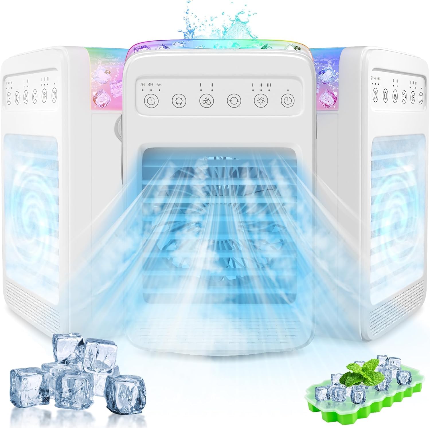 Swamp Cooler Air Conditioners Portable with Water Tank 2 4 6H Timer 180 Oscillating Evaporative Air Coolers with