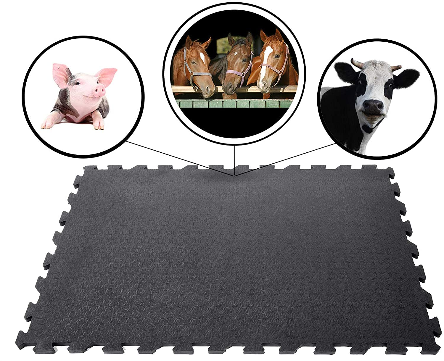 etm Tapis en caoutchouc - 100 x 100 cm - Système de puzzle - Antidérapant et doux pour les articulations - 20 mm d'épaisseur (Buffalo)