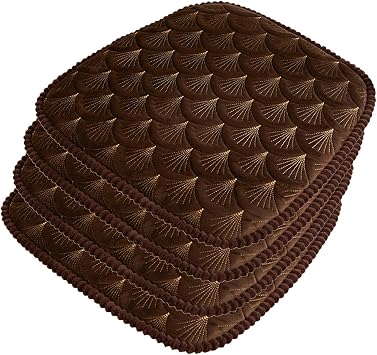 Chair Cushions for Dining Chairs 2/4/6 Pack with Ties, 18 X 17 Soft Dutch Velvet Kitchen Chair Pads, U Shaped Non Skid Seat Pads for Dining Chairs,Brown,4 Pack