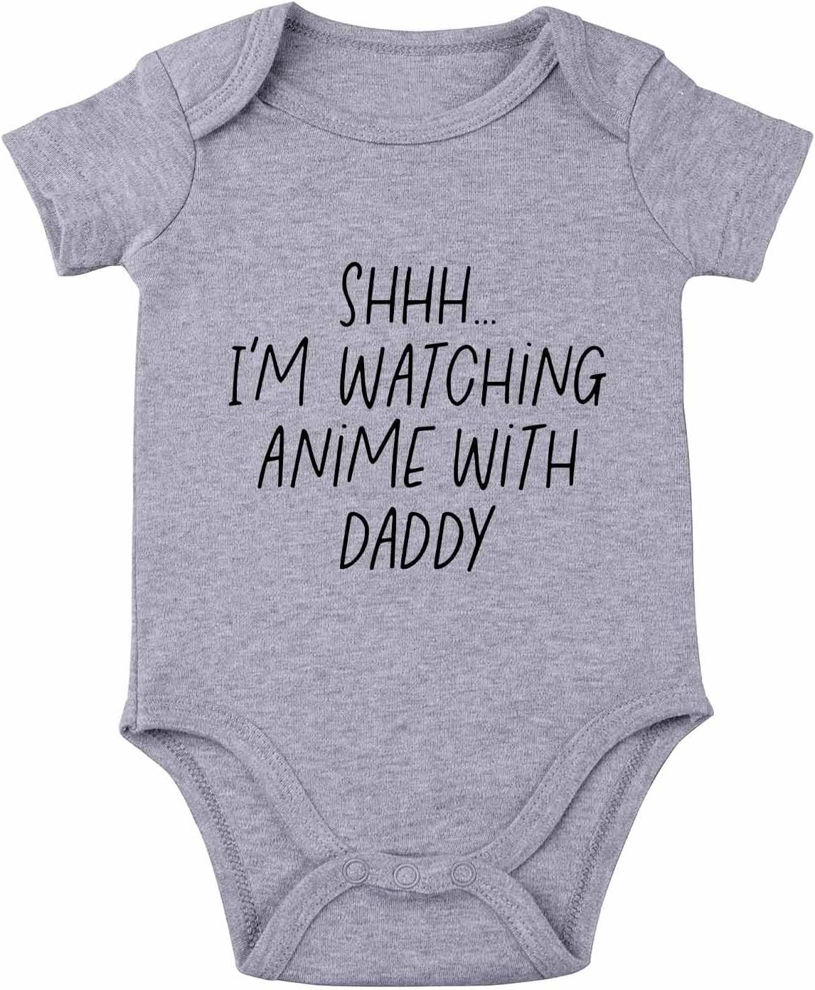 Shh I'm Watching Anime with Daddy Baby Bodysuit Funny Baby Bodysuit Unisex