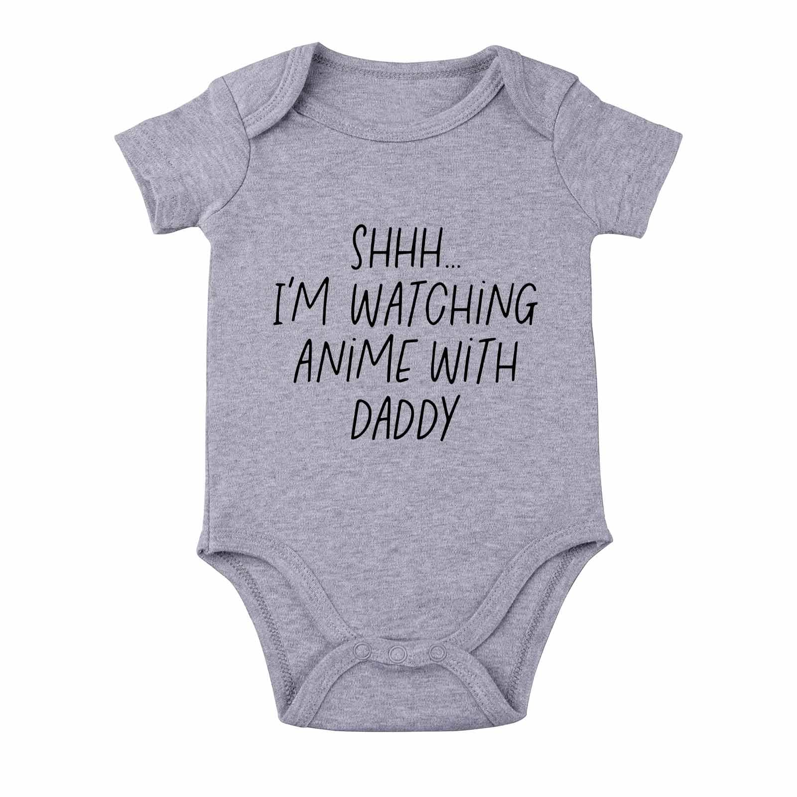 Shh I'm Watching Anime with Daddy Baby Bodysuit Funny Baby Bodysuit Unisex