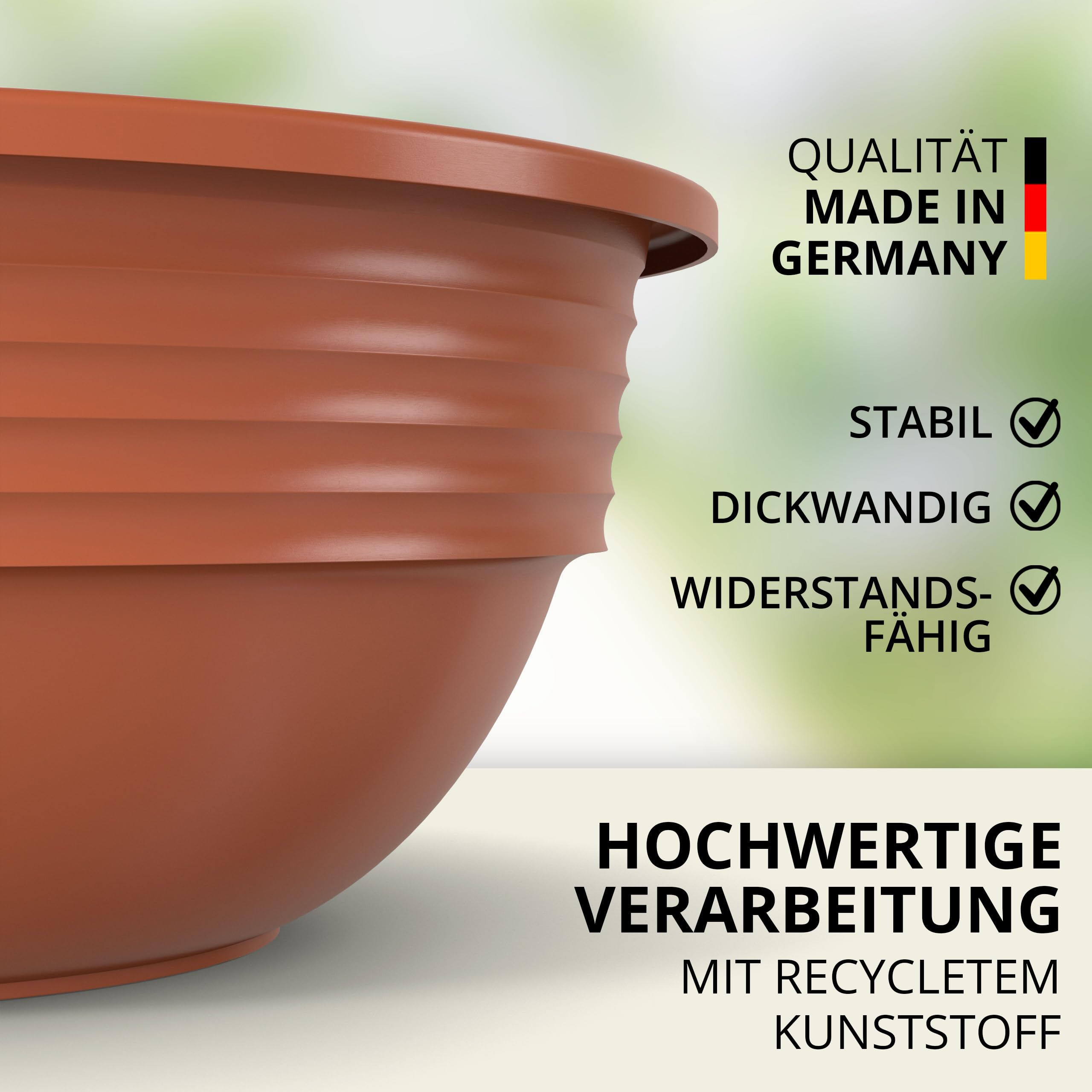 Plastard Blumenschale 32 cm Durchmesser Terrakotta Pflanzschale aus  Kunststoff witterungsbestndiger Pflanztopf fr Garten Balkon Terrasse  runde ...