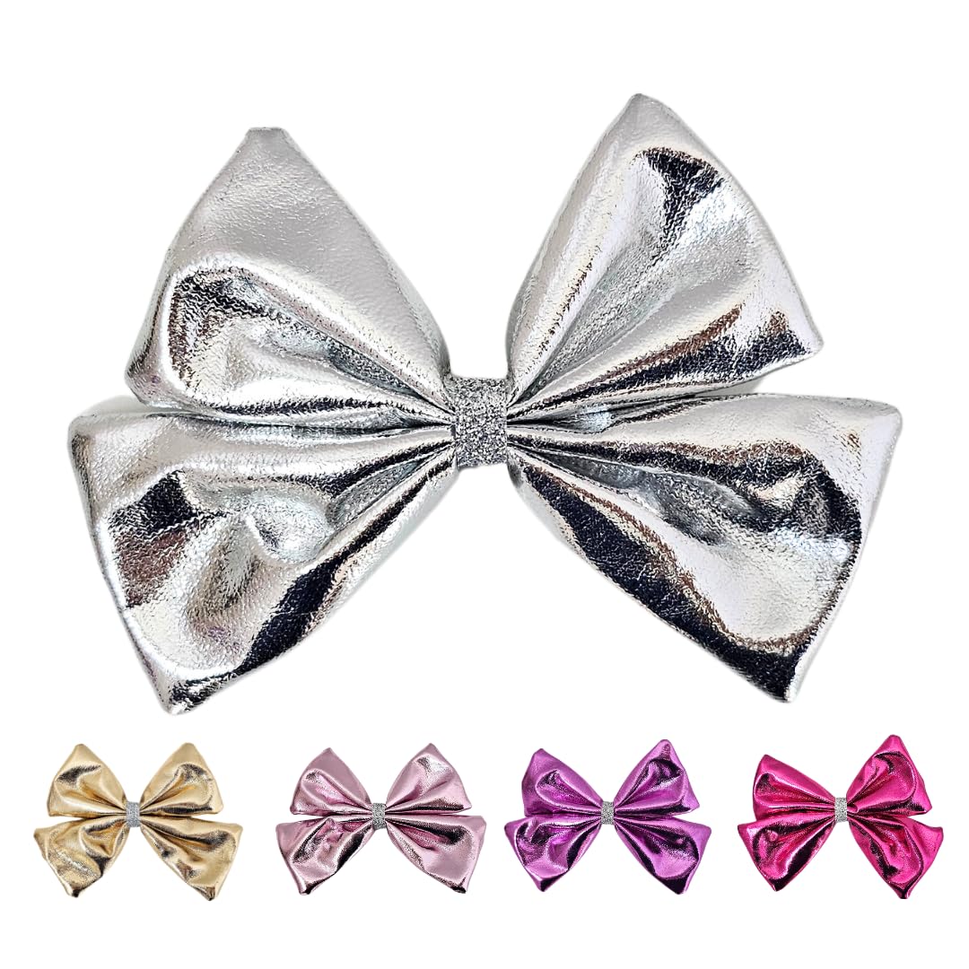 Cheer Bows Hair Bow for Girls Sparkly Hair Clips Toddler Hair Bows for Kids Big Gold Bows for Hair Silver Bows Clips Big Bows for Girls Dance Hair