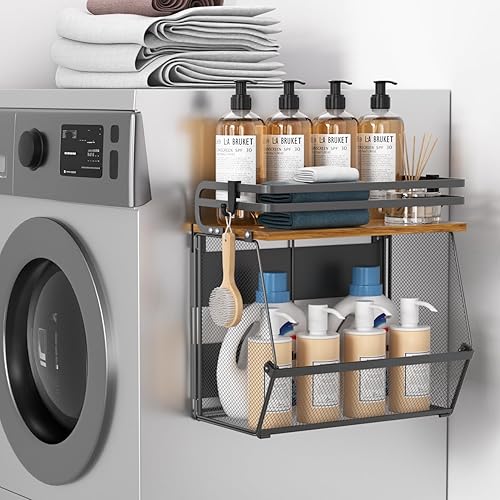 Miniatura 7 de Estante magnético para refrigerador con tapa de madera, estante magnético para especias de gran capacidad para refrigerador y cocina, contenedor de