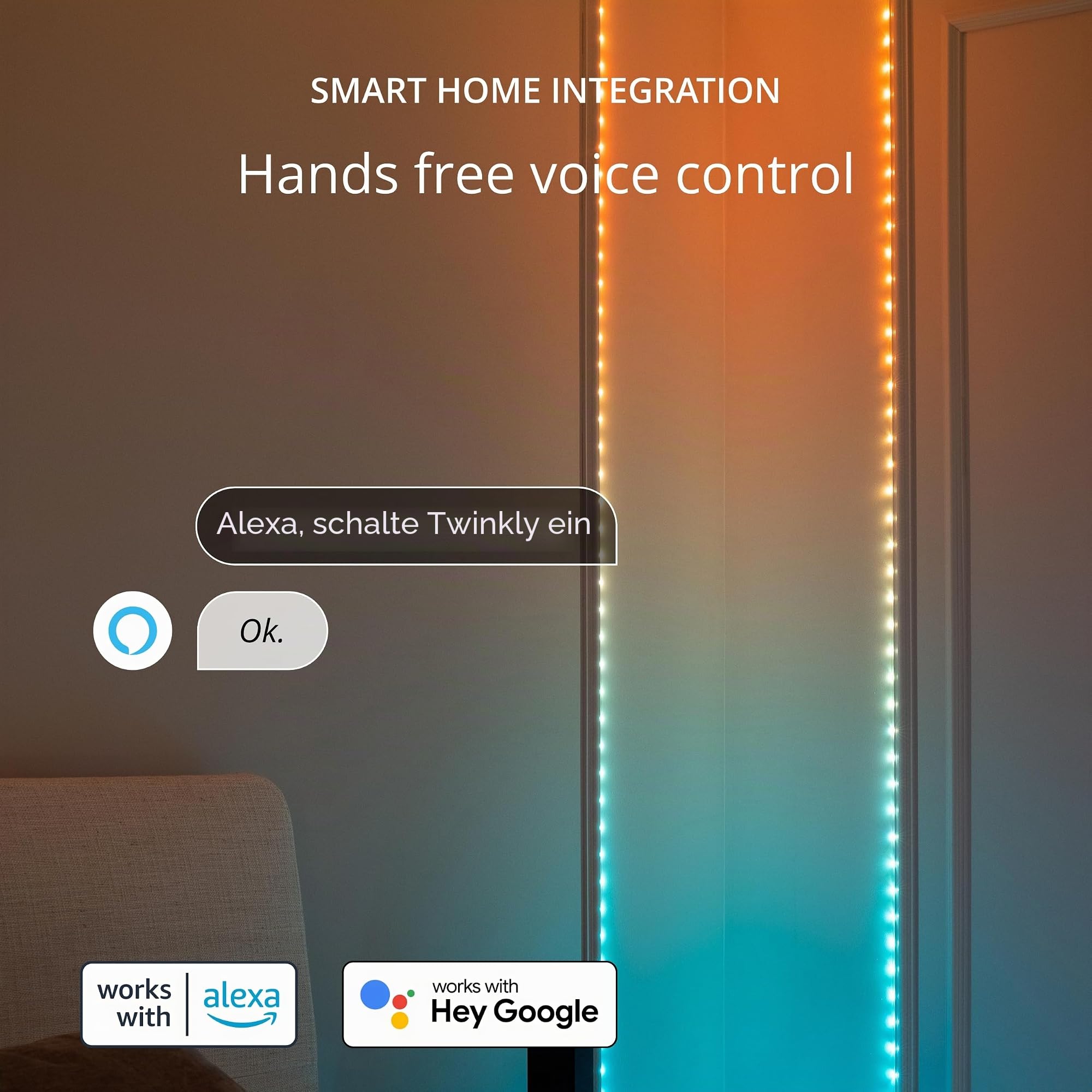 Twinkly Dots - App-gesteuerte flexible LED-Lichterkette mit 400 RGB-LEDs (16 Millionen Farben) 20 m Transparenter Draht Innen- und Außenbereich Smart Home Beleuchtung Dekoration, TWD400STP-T