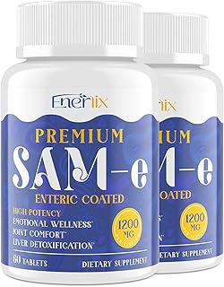 1200 MG SAM e Supplement for Brain, Mood, Joint, and Liver, High Absorption SAM-e (S-Adenosyl-L-Methionine) with CoQ10, 5-HTP, Enteric Coated 120 Tablets, Vegan