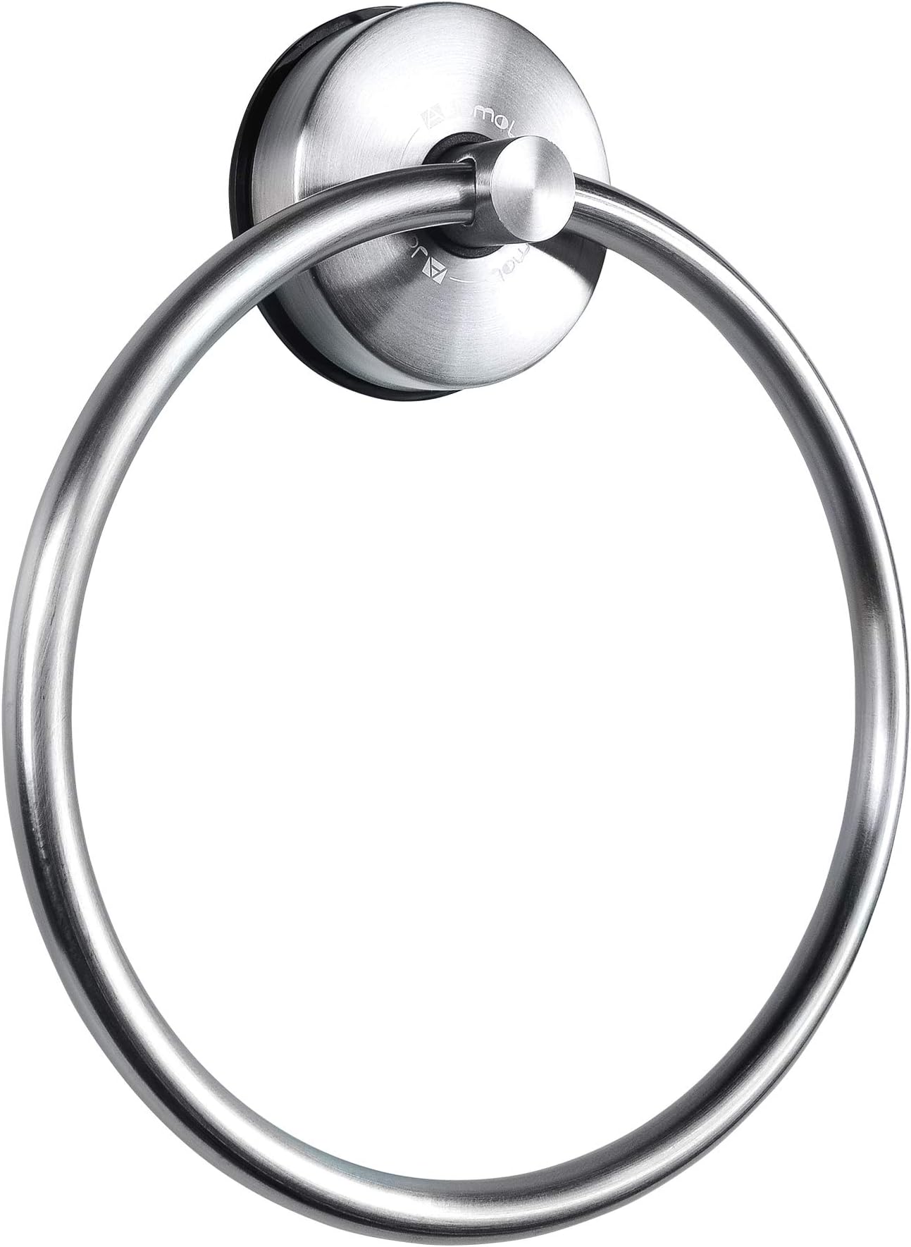 JOMOLA Suction Cup Towel Ring Washcloth Holder for Bathroom Shower Drill Free Kitchen Sink Hand Towel Round Holder Storage Hanger Stainless Steel Brushed Finish