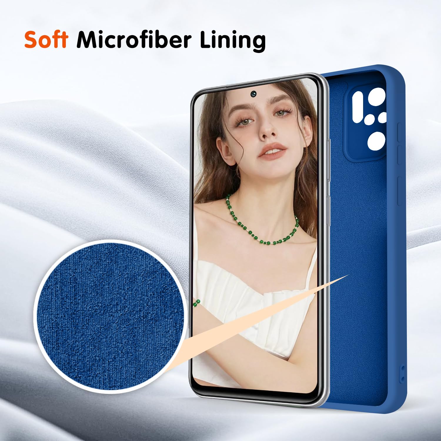 Moozy Lifestyle. Cover per Xiaomi Redmi Note 10, Redmi Note 10S Blu Notte - Custodia in Silicone Premium con Finitura Opaca e Fodera Morbida in Microfibra, Phone Case Cover Leggero