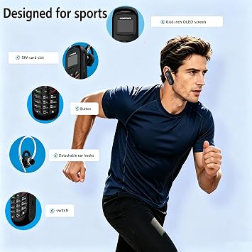 Longben Worlds Smallest Mobile Phone, L8star BM70 Mini Phone, Portable Mini Telephone, Tiny Bluetooth Headset, Wireless Dialer(Black)