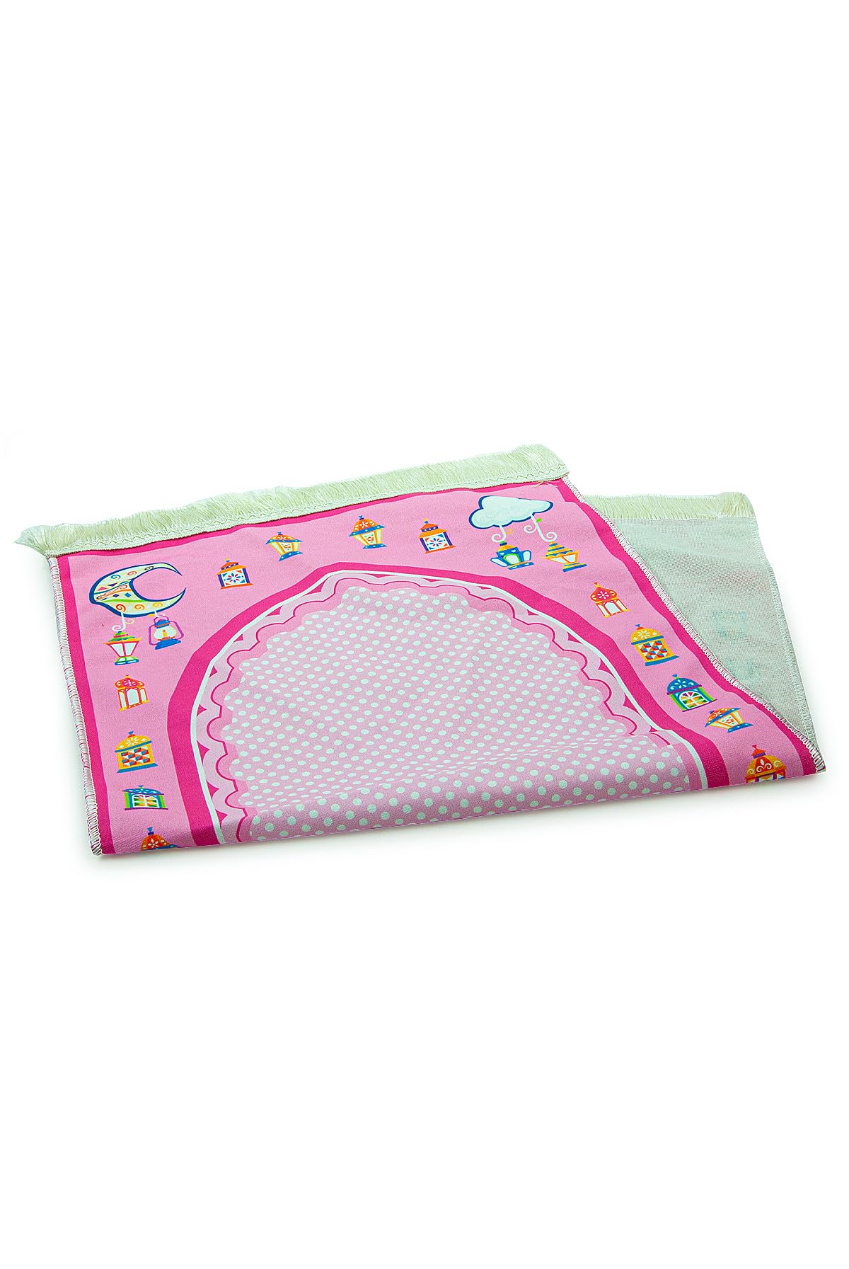 Ihvan Online Muslim Prayer Rug for Kids, Islamic Gifts Praying Mat, Design Janamaz Sajadah, Soft Salah Mat Carpet, Travel Praying Rug, Patterned Pink-2 - Image 4