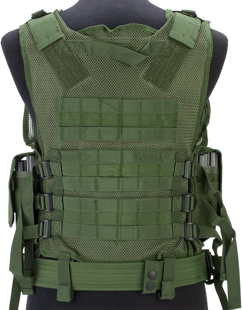 Evike - Matrix Special Force Cross Draw Tactical Vest w/Built in Holster & Mag Pouches (Color: OD Green) - (PID: 28492)