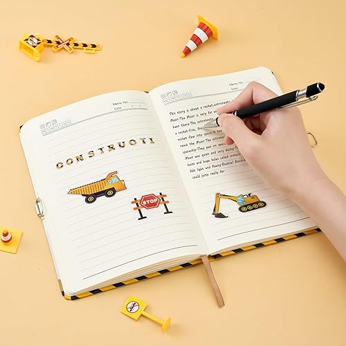 Miniatura 4 de WERNNSAI Diario luminoso de camión Cuaderno para niños, regalo de cumpleaños, Navidad, diario con candado, diario de viaje escolar, tapa dura, A5