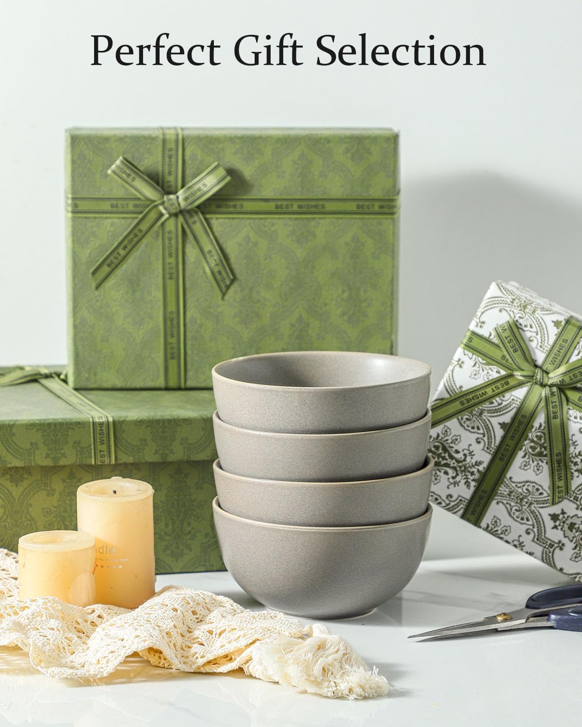 Cereal Bowls Set of 4, 24 oz Ceramic Bowls for Kitchen, Stoneware Soup Bowls for Salad, Ramen, Snack, Dessert, Unique Housewarming Gift, Dishwasher Microwave Safe, Matte Gray - Image 6