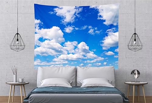 Miniatura 3 de BELECO Tapiz de cielo azul para colgar en la pared, decoración artística de nubes blancas para dormitorio y sala de estar