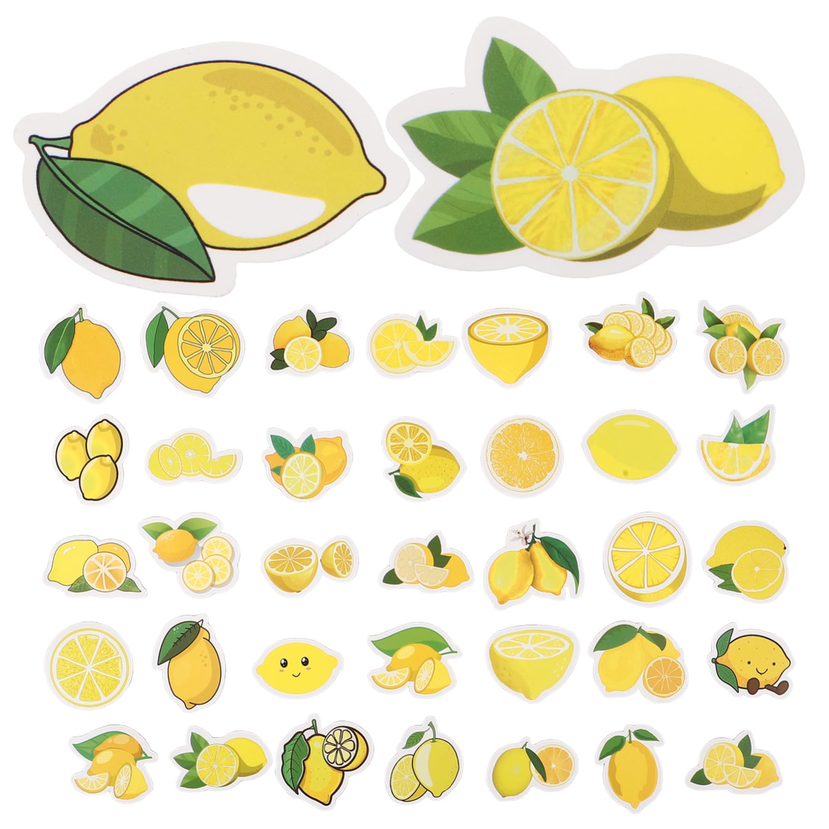 50 Pegatinas Adhesivas Decorativas de Limón en Color Amarillo para Portátil y Maletas, Diseño Adorable y Variedad de Patrones para Crear Obras o Regalar