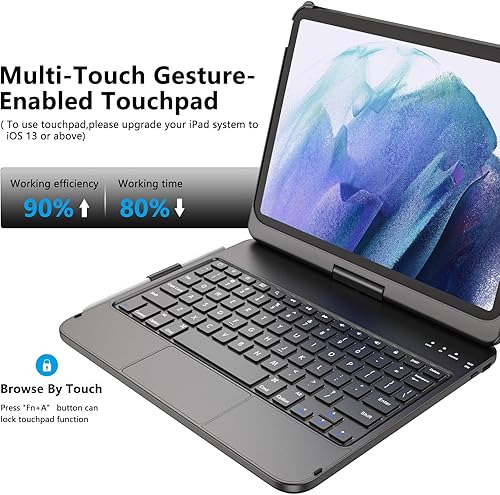 Miniatura 2 de TQQ Funda de teclado táctil para iPad de 10.9 pulgadas (10.9 pulgadas, 2022), funda para iPad de 10. generación con teclado, cubierta protectora