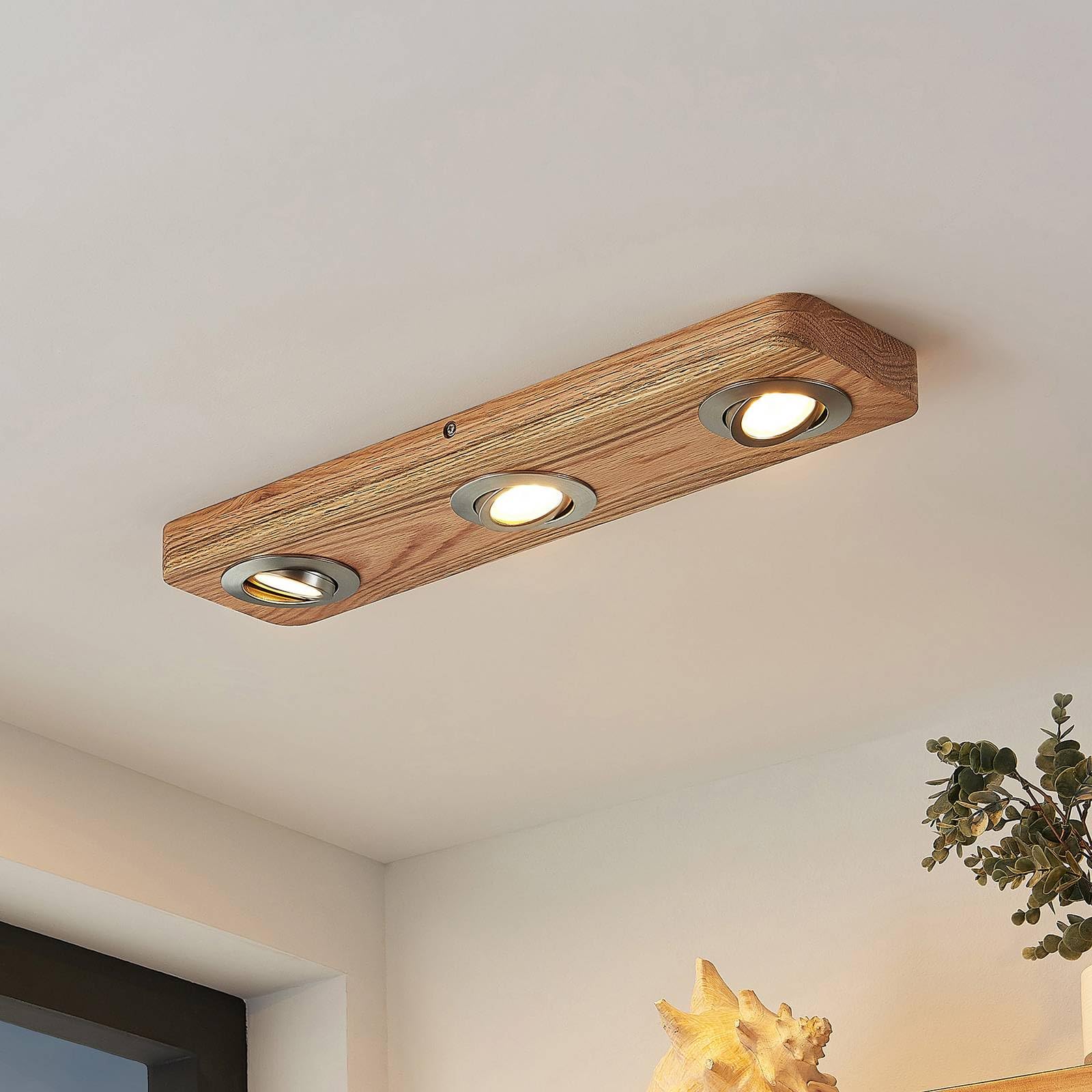 Lindby Plafoniera (Moderno) colore Ocra, in Legno ad es. Soggiorno & Sala da pranzo lampadina inclusa plafoniera legno lampada