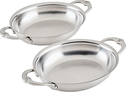 Hestan Provisions Oval Roasting Pan and Au Gratin Baking Dish, Clad Stainless Steel - Oven Safe 600F, Kitchen to Table Presentation, Dishwasher Safe
