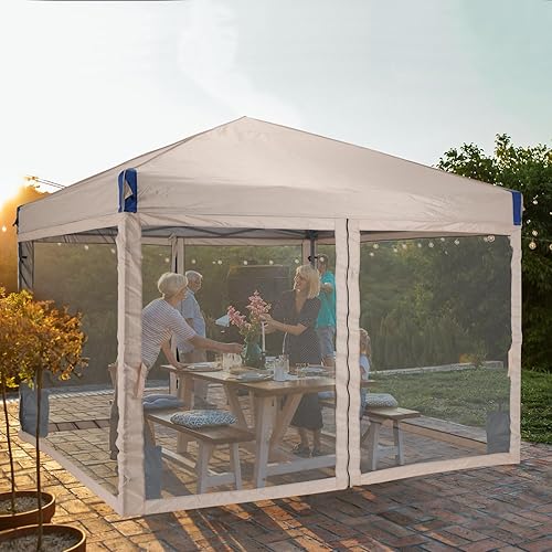 Miniatura 7 de Aoodor Tienda de campaña desplegable de 12 x 12 pies con bolsa enrollable, sombra instantánea portátil, marco de hierro resistente, tela Oxford 210D